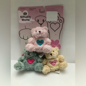 Giftable World 4.5” Valentines Love 3 Teddy Bears Squeaky Crinkle Plush Dog Toy